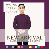 HARGA BORONG ‼️ New Purple Kurta Dewasa &amp; Budak Cotton Slim Fit Warna Dark Purple / Cotton Kain Sejuk / D009K BAJU RAYA