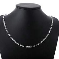 925 Silver Plated 4mm Classic Figaro Chain Necklace For Women Long Chain Punk Hip Hop Jewelry 16-30i