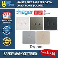 Hager Dream Cat6 Data Socket RJ45 Port Single Double Singapore Safety Mark Registered
