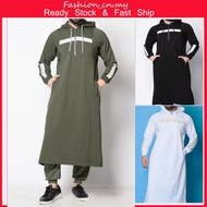 【Local Stock】Jubah Arab Lelaki Long Sweatshirt Lelaki Jubah Muslim Size Plus