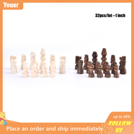 【Youer】 32pcs Wooden Chess Pieces Complete Chessmen International Word Chess Set Chess