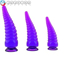 JESTINE Octopus Tentacle Dildo, Clear Multi-color Threaded Anal Plug, Sex Toys Vaginal Massage with Big Suction Cup Butt Dilator For Women