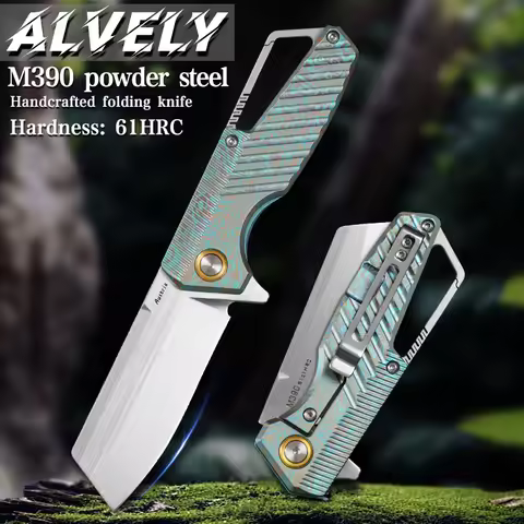 M390 Steel Folding Knife, Men's Everyday Carry Pocket Knife, Titanium Handle, Outdoor Camping Huntin