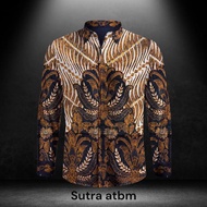 kemeja batik tulis sogan bahan sutra atbm STR005