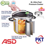 ASD 6L 8L 3-Ply Ultra Fast Pressure Cooker Pot // All Stove Periuk Tekanan Multifunction Adjustable 