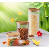 TUPPERWARE Glass &amp; Bamboo Storage Jar (550ml, 1.1L, 1.9L) Food Storage / Food Container / One Touch / Universal Jar
