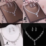 stockchain earrings crystal tiara necklace earring set fiancee dinner wedding bridal jewelry headpie