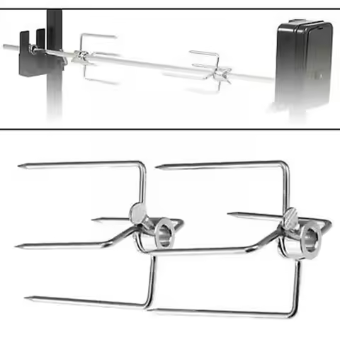 Rotating fix Fork Barbecue Skewer Oven Accessories Food Spit Grill Meat Grade Fork BBQ Forks Skewer 