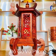 Pagoda-shaped Incense Wood Worship Lamp - Kneeling Legs, PU Paint, With Red Light Bulb, Electric Wire