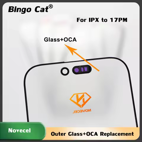 Novecel 5pc 1:1 OEM For Apple 17Pro 16 pro max Front Outer Glass+OCA Hollow For iPhone 12 13 14 15 p