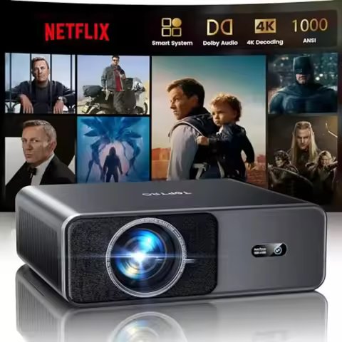 Smart Projector 1000 ANSI Compatible with Netflix 4K Projector WiFi 6 2-Way Bluetooth AI Auto Focus 