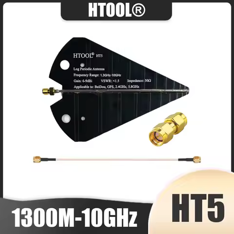 HTOOL HT5 UWB Log Periodic Antenna 1300MHz-10GHz 6-9dBi High Gain For Beidou GPS 2.4G 5.8G Spectrum 