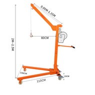 Cẩu tời quay tay 500kg cao 240cm cẩu di động mini hộ gia đình dùng thay cho palang xích kéo tay móc 