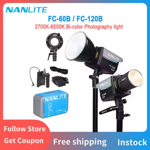 Nanlite FC-60B FC-120B Bi-Color LED Video Light 2700K-6500K Bowens Mount Continuous Output Lighting 