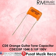 CDE Sprague 104K 0.1UF 100V Guitar Orange Drop Capacitor Tone Caps CDE225P 104K 0.1UF 100V【M'sia Sel