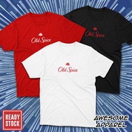 Old Spice Deodorant Logo Red Print Graphic 100% Cotton Unisex T-Shirt Tee Black White Grey Maroon Red