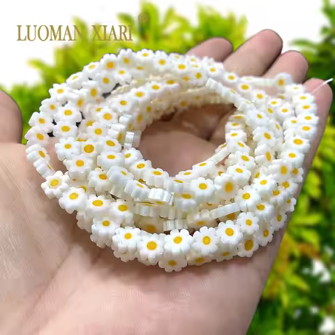 4 6 8MM Orange Flower Nepal Style Handmade Glass Glazed Print Lampwork Loose Beads for Jewelry Makin
