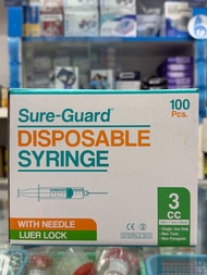 Disposable Syringe 3cc 23Gx1" (0.6x25mm) with Needle - Box of 100 pcs. - Sterile- Medical Syringe