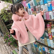 2-7 Years Baby Girl Cloak Winter Girls Jacket Faux Fur Princess Hooded Cape Fur Collar Baby Outerwea