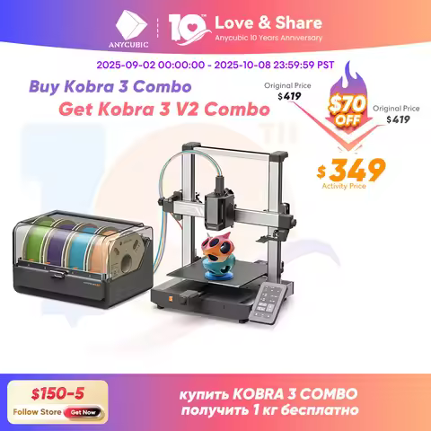 ANYCUBIC Kobra 3 Combo AE Version Multi-Color FDM 3D Printer 600mm/s Printing Speed Build Size 250x2