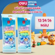 Deli 12/24/36 Color Antibacterial Clay - Meets EU EN71-3 Safety Standards Easily Mix Colors, Shapes,