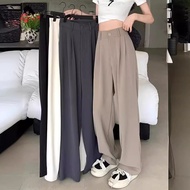 GDTIMA Korean High Waist Casual Trousers Straight Wide Leg Office Wear Pants For Women's