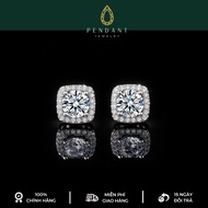 Classic Square Silver Earrings for Women with White Gold 6,5 Cups - PENDANT Brand - Inspection Certi