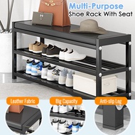 Multi-purpose Shoe Rack Bench with Faux Leather Seat / Shoe Cabinet / Shoes Rack Storage