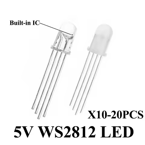 5v Ws2812 5mm Led Ws2812b Rgb Dip Diode Dream Color Addressable Full Color Clear Diffuse Neon Pixel 