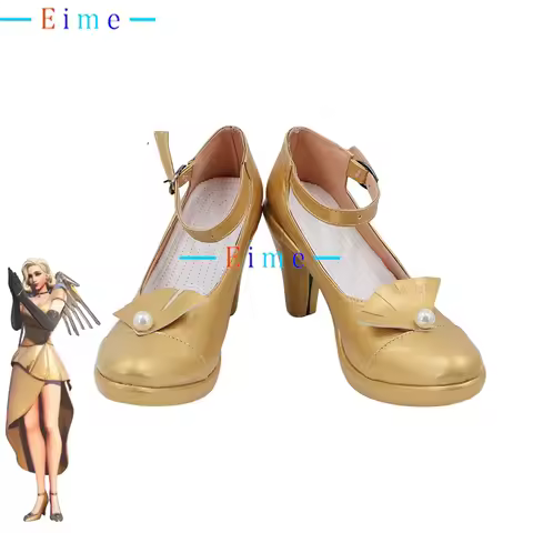 Angela Ziegler Mercy Cosplay Shoes Halloween Carnival Boots Cosplay Prop PU Leather Shoes Custom Mad