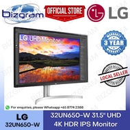 LG 32UN650-W 31.5" UHD 4K HDR IPS Monitor 32UN650 (3-Years SG Warranty) Store Pick-up