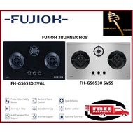 FUJIOH FH-GS6530 SVGL/SVSS GLASS AND STAINLESS STEEL GAS HOB WITH 3 DIFFERENT BURNER SIZE - 1 YEAR FUJIOH WARRANTY + FRE