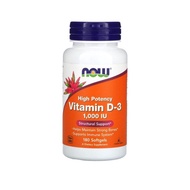 Now Foods High Potency Vitamin D3 25 mcg 1000iu 180 Softgels Original Halal