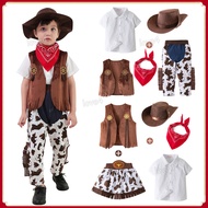 5pcs Brother and Sister Matching Clothes Set West Cowboy Riders Costume for Kids Boy Girl Vest Pant 
