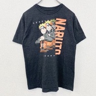 古著火影忍者疾風傳漩渦短袖動漫人物印花 T 卹，灰色，L 碼，墨西哥製造