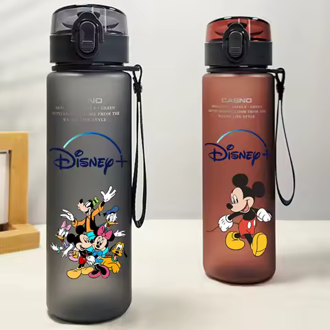 560ML Mickey Mouse Water Cup Children Portable Plastic Cartoon Donald Duck Outdoor Large Capacity Sp