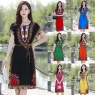 baju raya 2025 muslimah Ready Stock Plus Size【45-90kg】 kani batik Women Bohemian Beach Dress Short S