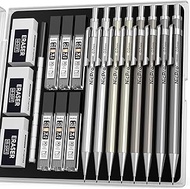 Nicpro 8PCS 0.5mm & 0.7mm Metal Mechanical Pencils Set, Lead Drafting Pencil for Artist Writing, Ske
