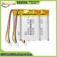 3.7V 600mAh Lithium Polymer Battery 582535 602535 Rechargeable Battery for MP3 GPS Smart Phone Bluet