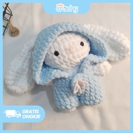 Rabbit Plushie in Onesie/ Rabbit Knitted Doll