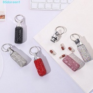 DOREEN1 Medicine Pill Box, Rhinestone Waterproof Mini Pill Holder, Travel Medicine Box Aluminum Alloy Encrusted Portable Pill Container Keychain Pill Storage