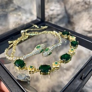 Snake Flashing Diamond Bracelet Black Chain Snake Bracelet All-Match Retro Bracelet Green Snake Brac