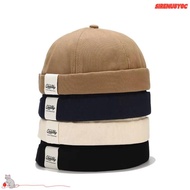 SIRENU8Y0C Docker Cap, Solid Color Hip Hop Melon Skin Hat, Unisex Adjustable Brimless Beanie Hat Spr