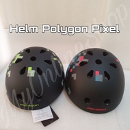 Helm Polygon Pixel Sepeda Helmet BMX Batok LZ