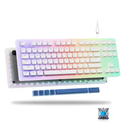 Womier K87 PRO 60% Mechanical Keyboard Hot Swappable Gaming Keyboard Gateron Switch Dual RGB Backlit