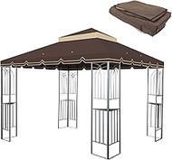 10x10 Ft Outdoor Patio Gazebo Replacement Canopy - Double Tiered Roof Top Cover with Great Wall Bord