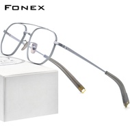 FONEX ไทเทเนียมบริสุทธิ์แว่นตากรอบผู้ชายตารางแว่นตาผู้หญิง2022ใหม่สายตาสั้น O Ptical แว่นตา BTW07518
