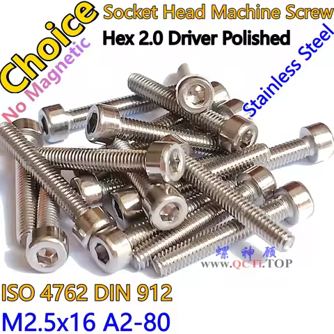 50pcs A2-80 DIN 912 M2.5 Screw M2.5x8 M2.5x10 M2.5x12 M2.5x15 M2.5x16 M2.5x18 M2.5x20 M2.5x22 M2.5x2