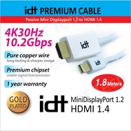IDT Mini Displayport 1.2 to HDMI 1.4 Cable (1.8M) Support4Kx2K@30Hz