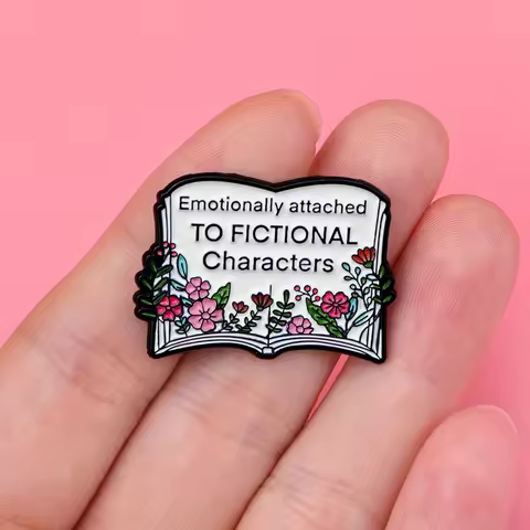 1pc Emotionally Attached To Fictional Characters Enamel Pin, Reading Humor Book Lover Librarian Gift